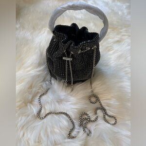 Stylish Black Beaded Mini Bucket Bag